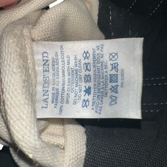 Lands’ End Large Canvas Tote Bag Black White Plaid Houndstooth Shoulder Carryall - Picture 11 of 15